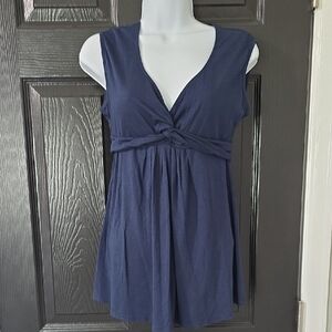 Boston Proper Navy Twist-Front Sleeveless Tunic